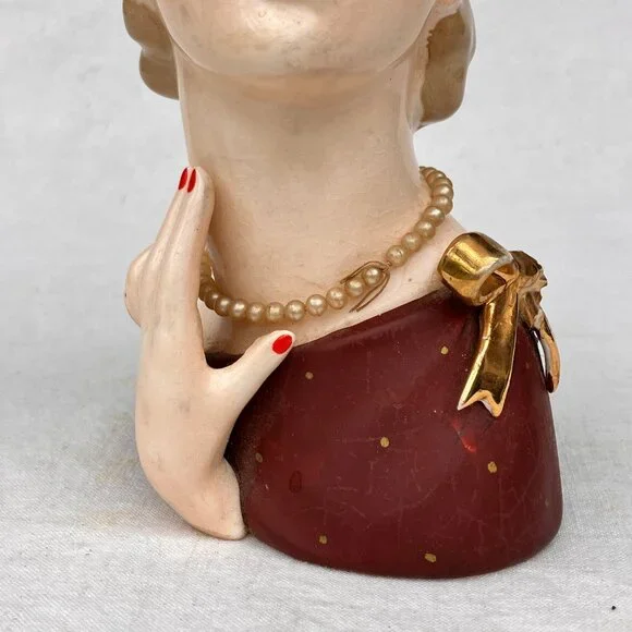 1956 Napco Lady in Pearls Head Vase C2637A - Picture 3 of 15